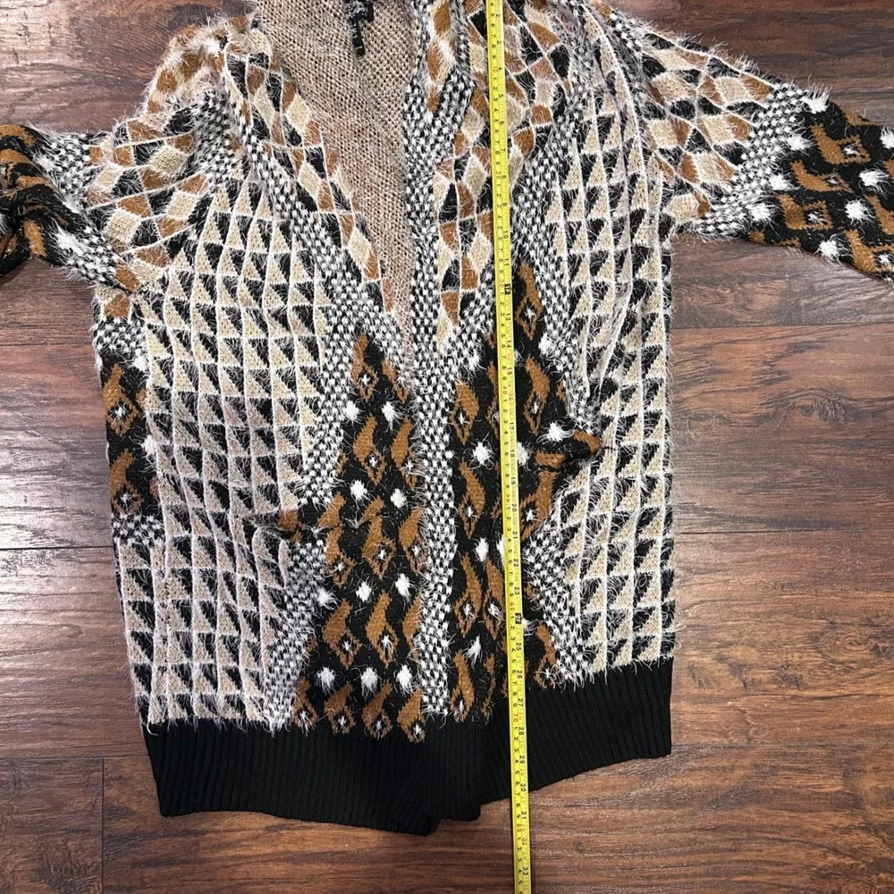 Oliver Fuzzy Knit Cardigan‎ Leopard Print bohemian Sweater Women's Size L New
